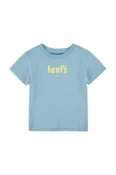 Детская хлопковая футболка Levi's, бирюзовый
