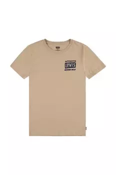 Детская хлопковая футболка Levi's CACTUS OUT WEST TEE, бежевый