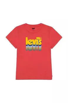Детская хлопковая футболка Levi's, красный