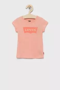 Детская хлопковая футболка Levi's, розовый