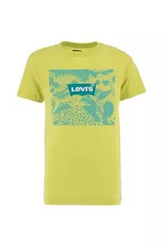 Детская хлопковая футболка Levi's, зеленый
