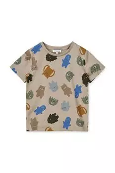 Детская хлопковая футболка Liewood, серый