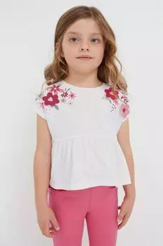 Детская хлопковая футболка Mayoral, бежевый