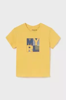 Детская хлопковая футболка Mayoral, желтый