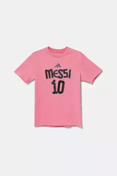 Детская хлопковая футболка MESSI adidas Performance, розовый