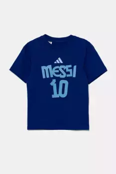 Детская хлопковая футболка MESSI adidas Performance, синий