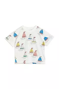 Детская хлопковая футболка Mini Rodini, белый