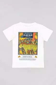 Детская хлопковая футболка на молнии Zippy, белый