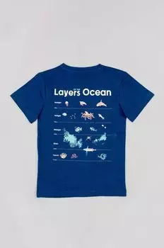 Детская хлопковая футболка на молнии Zippy, темно-синий