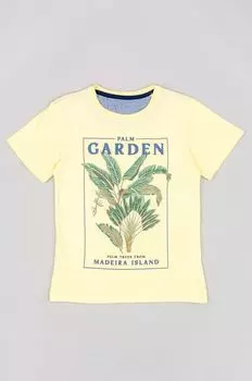 Детская хлопковая футболка на молнии Zippy, желтый