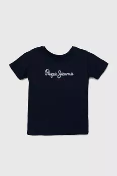 Детская хлопковая футболка New Artn Pepe Jeans, темно-синий