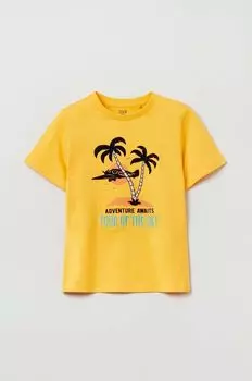 Детская хлопковая футболка OVS, желтый