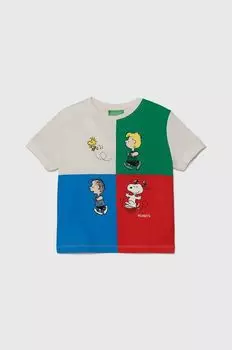 Детская хлопковая футболка Peanuts United Colors of Benetton, мультиколор
