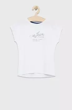 Детская хлопковая футболка Pepe Jeans, белый