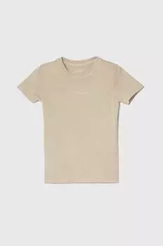 Детская хлопковая футболка Pepe Jeans, бежевый