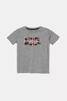 Детская хлопковая футболка Pepe Jeans CLAG, серый
