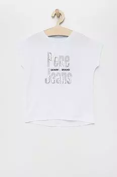 Детская хлопковая футболка Pepe Jeans Kaela, белый