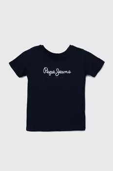 Детская хлопковая футболка Pepe Jeans НОВЫЙ АРТН, темно-синий