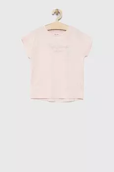 Детская хлопковая футболка Pepe Jeans Nuria, розовый