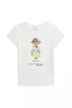 Детская хлопковая футболка Polo Ralph Lauren, белый