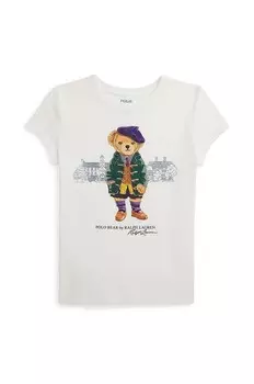 Детская хлопковая футболка Polo Ralph Lauren, белый