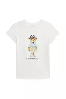 Детская хлопковая футболка Polo Ralph Lauren, белый