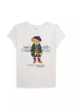 Детская хлопковая футболка Polo Ralph Lauren, белый