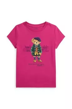 Детская хлопковая футболка Polo Ralph Lauren, розовый