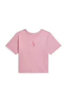 Детская хлопковая футболка Polo Ralph Lauren, розовый