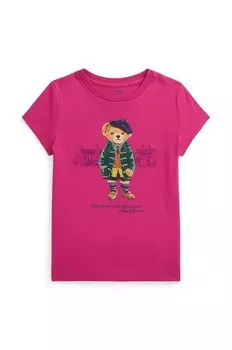Детская хлопковая футболка Polo Ralph Lauren, розовый