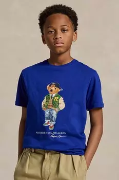 Детская хлопковая футболка Polo Ralph Lauren, синий