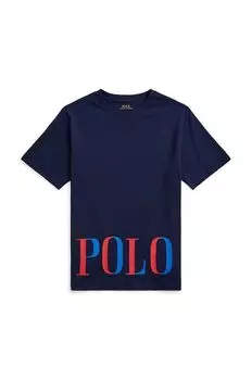 Детская хлопковая футболка Polo Ralph Lauren, темно-синий