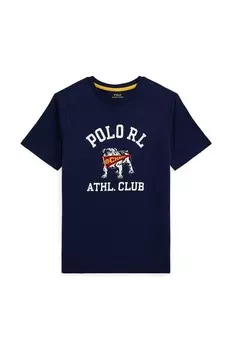 Детская хлопковая футболка Polo Ralph Lauren, темно-синий