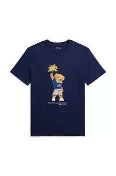 Детская хлопковая футболка Polo Ralph Lauren, темно-синий