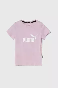 Детская хлопковая футболка Puma, розовый