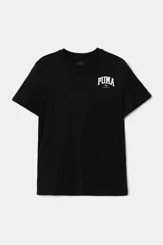 Детская хлопковая футболка Puma SQUAD Smallphic Tee, черный