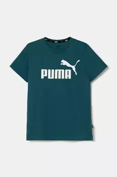 Детская хлопковая футболка Puma, зеленый