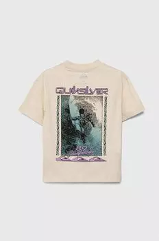 Детская хлопковая футболка Quiksilver, бежевый