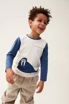 Детская хлопковая футболка с длинными рукавами Apia Placement Longsleeve Liewood, синий