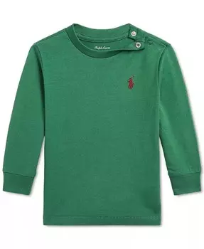 Детская хлопковая футболка с длинными рукавами Polo Ralph Lauren, зеленый