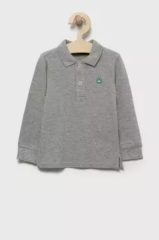 Детская хлопковая футболка с длинными рукавами United Colors of Benetton, серый