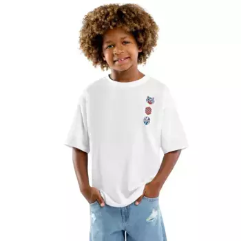 Детская хлопковая футболка с короткими рукавами Kitty Siroko, белый