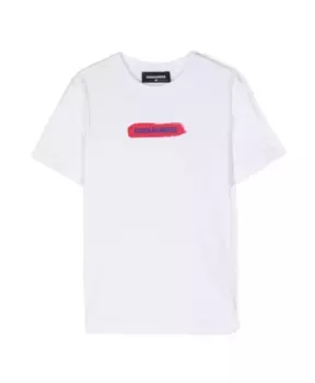 Детская хлопковая футболка с круглым вырезом Dsquared2, белый