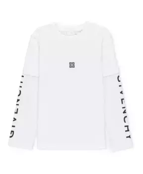Детская хлопковая футболка с логотипом Givenchy, белый