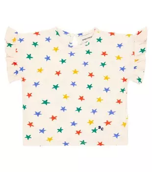 Детская хлопковая футболка с рюшами Bobo Choses, белый