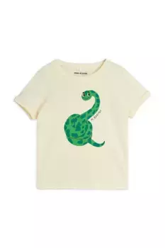 Детская хлопковая футболка со змеей Mini Rodini, бежевый