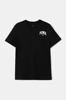 Детская хлопковая футболка Squad Smallphic Tee Puma, черный