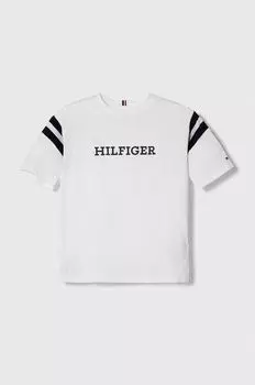 Детская хлопковая футболка Tommy Hilfiger, белый