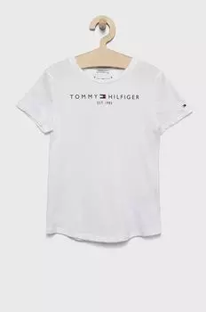 Детская хлопковая футболка Tommy Hilfiger, белый