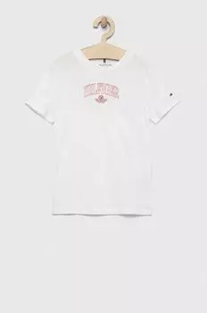 Детская хлопковая футболка Tommy Hilfiger, белый
